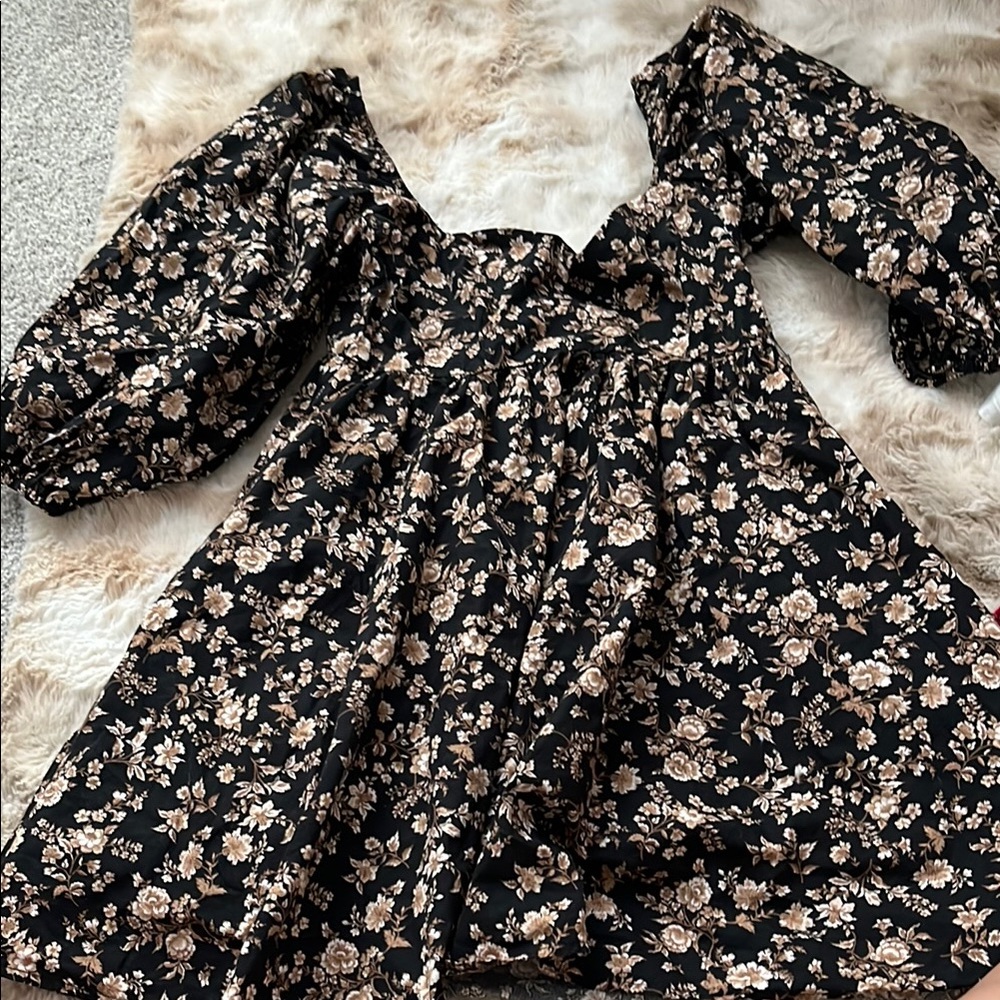 Altar'd State Black and Tan Floral Dress